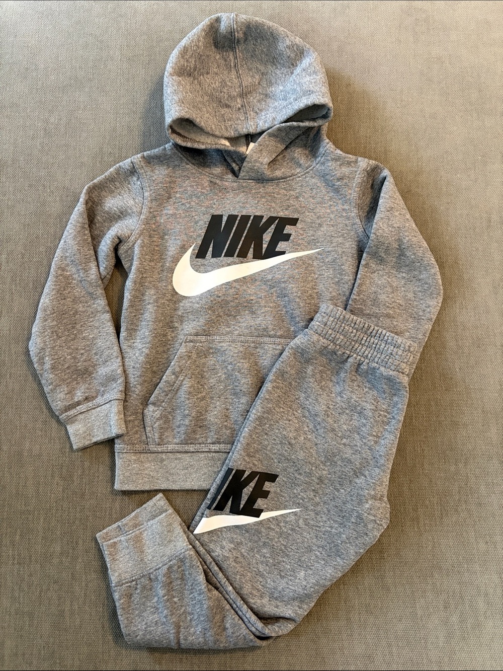 Nike Gray Hoodie with Black Logo and White Swoosh